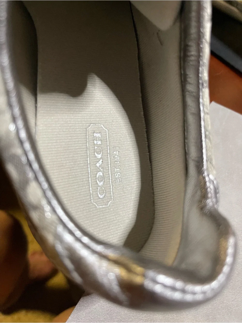 New -Y2K Coach Leatherware EST. 1941 “JOSS” Metallic Silver Leather Sneakers
